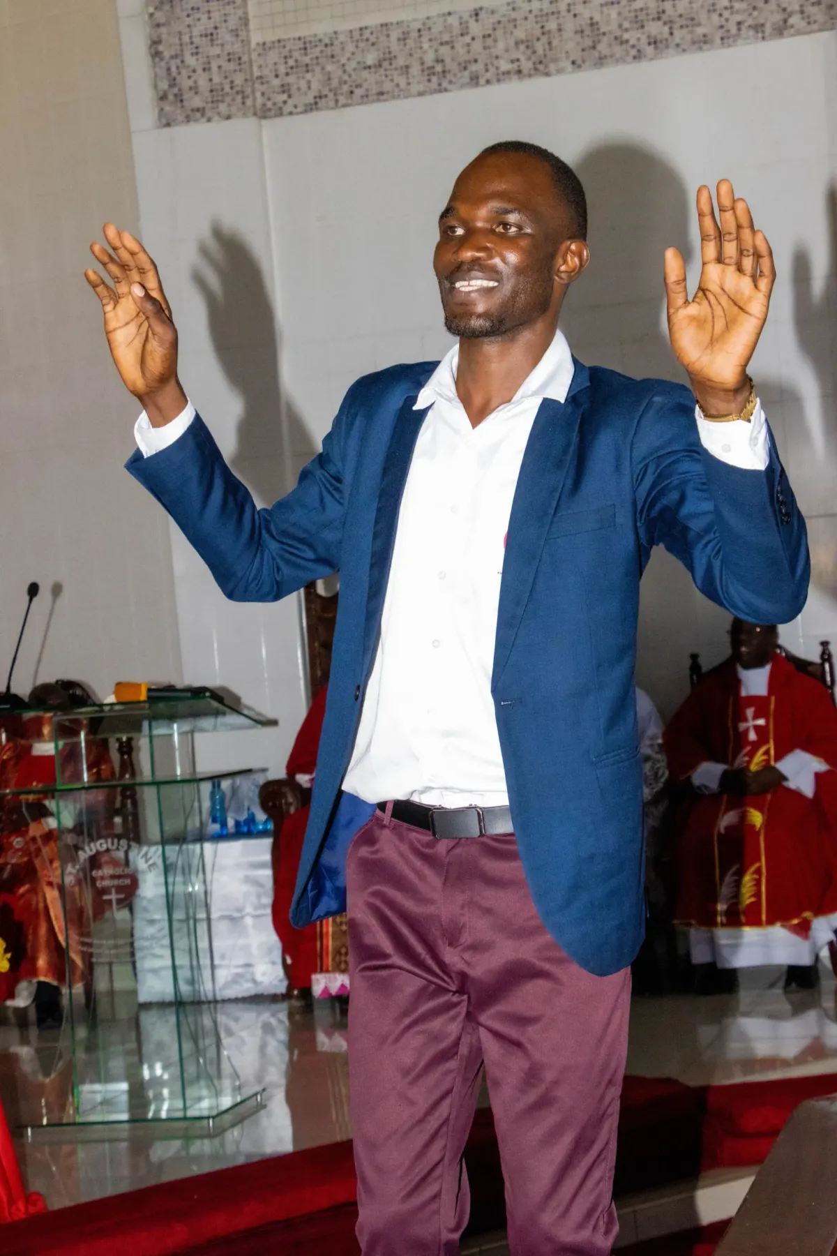 Our conductor leading the choir at St. Augustine Catholic Church, Kiamunyi